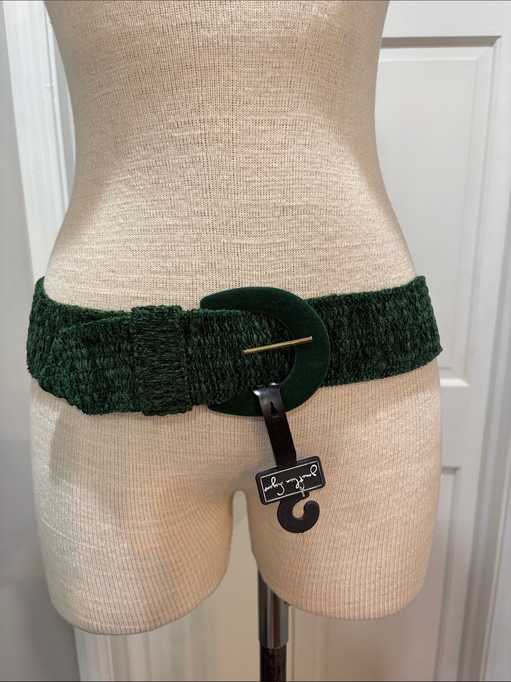 Jonathan Logan green chenille wide stretchy belt